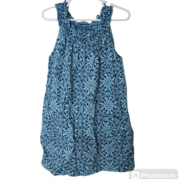 Tea Collection Blue Patterned Smock Dress Size 5 - Picture 1 of 6